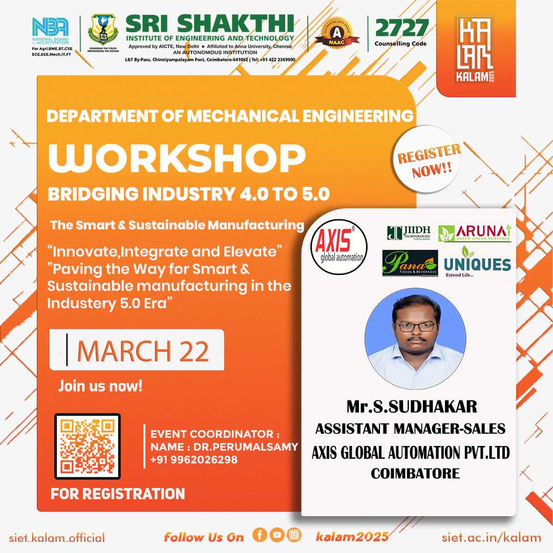 Workshop on - "Bridging Industry 4.0 to 5.0: Smart & Sustainable Manufacturing"
